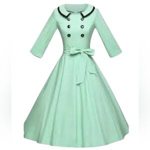 GownTown Mint Green 1950’s Vintage Style Stretchy Swing Event Dress SZ L